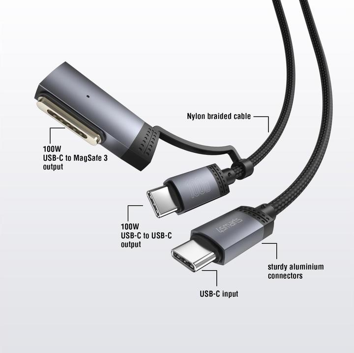 Image du produit 4smarts MagSafe 3 Adapter + USB-C Kabel (2 m, USB 3.2 Gen 1, 100 W)