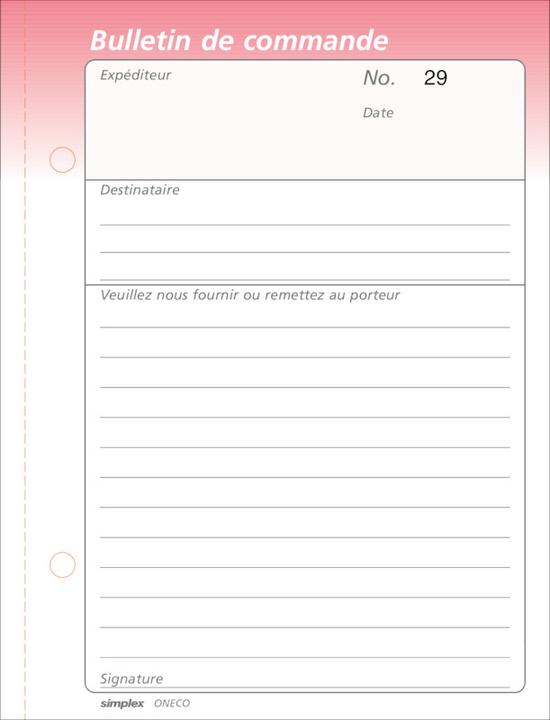 Actual product image Simplex Order forms french (150 x)