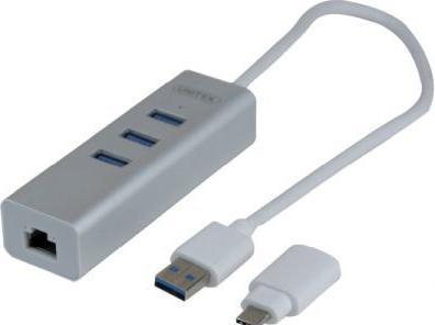 Immagine prodotto Exertis Connect Convertitore di rete Gigabit Ethernet USB 3.0 con HUB USB e adattatore Type-C per collegare un PC/No (USB 3.0, RJ45 (1x))