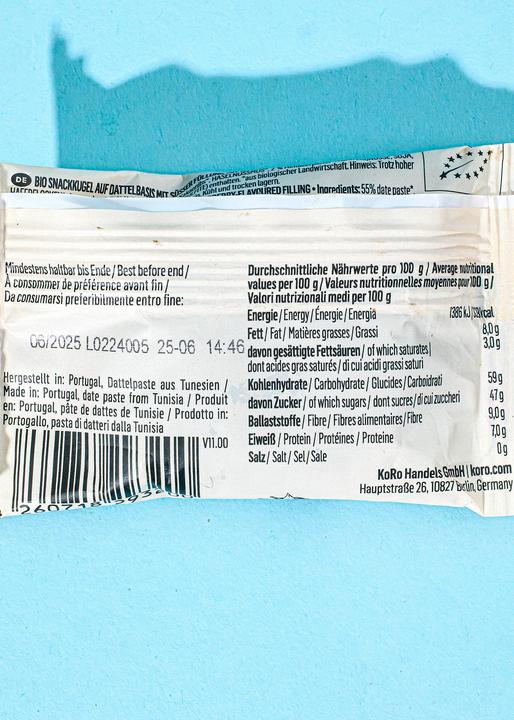 Actual product image KoRo Organic date-based snack ball with sweet raspberry-flavoured filling (Raspberry, 30 g)