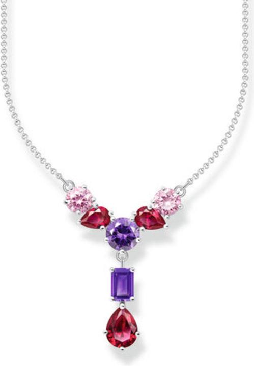Actual product image Thomas Sabo Y-style necklace with seven coloured stones silver (925 silver, 40 - 45 cm)