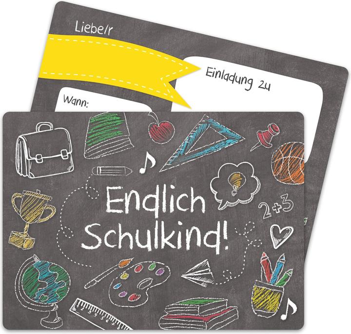 Produktbild Papierdrachen Einschulung Einladungskarten Set 4 Tafel