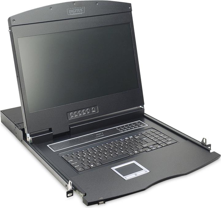 Digitus Modulare Konsole mit 19" TFT (48,3cm), 1-Port KVM & Touchpad, schweizer Tastatur