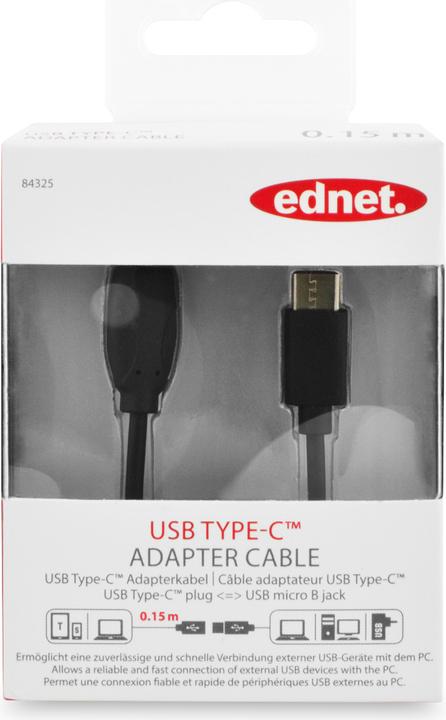 Image du produit ednet Câble adaptateur USB de Type-C™, Type-C™ vers Micro B (0.15 m, USB 2.0)