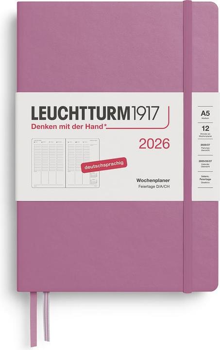 Actual product image Leuchtturm1917 Leuchtturm 1w/2svert.Medium Hc D.Rose (A5, German)