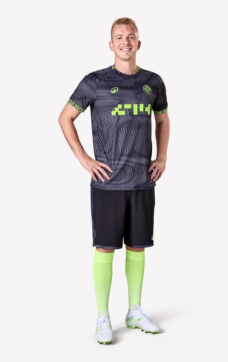Actual product image Kipsta Damen/Herren Fussball Trikot kurzarm - VIRALTO II Wavy schwarz/neongelb (S)
