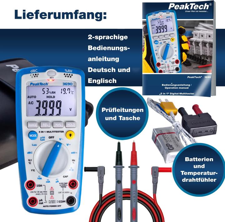 Actual product image Peaktech P 3690 Digital multimeter (CAT III 600V)