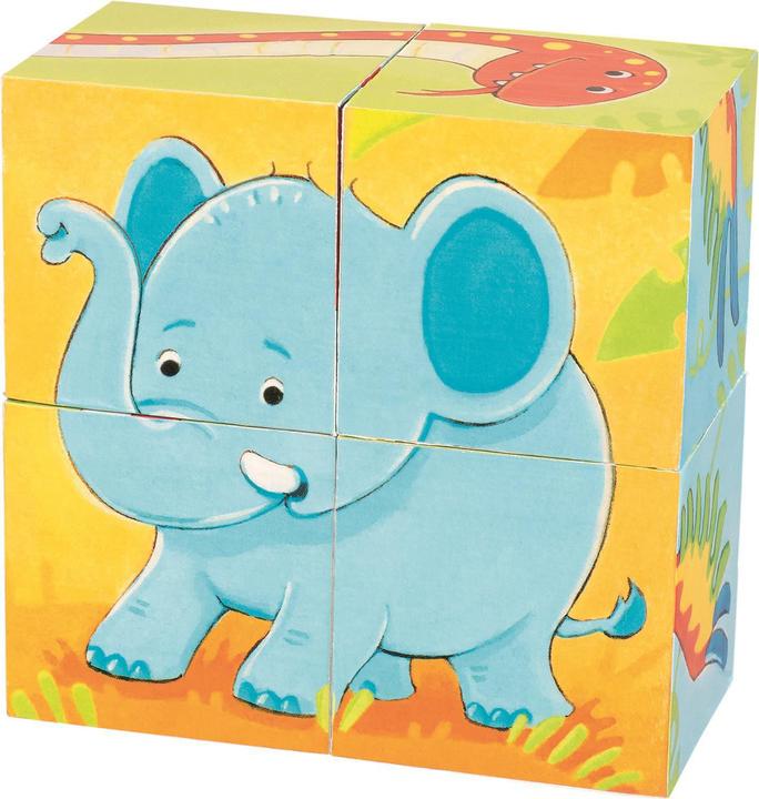 Actual product image Goki Cube Puzzle Wild Animals (4 pieces)