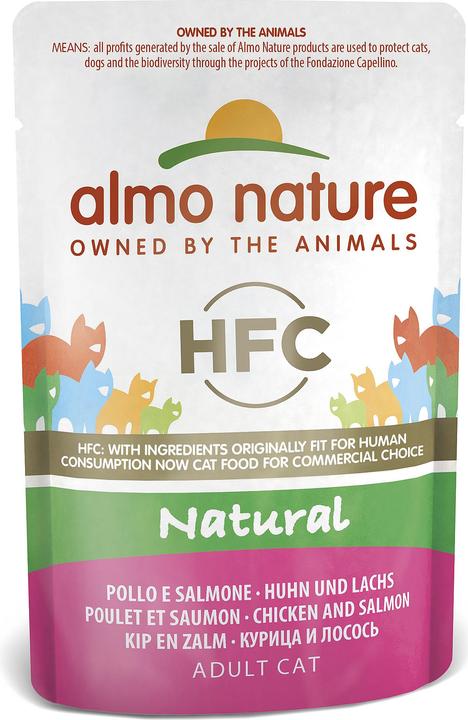 Immagine prodotto Almo Nature Cibo per gatti HFC Natural Chicken&Salmon 55g (Adulto, 24 pz., 55 g)