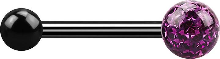 Produktbild Star Piercing Barbell schwarz mit Kugel und Kristallkugel violett Epoxy Schutzschicht (Titan G23, ohne Messing)