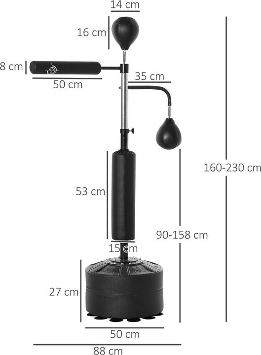 Image du produit Homcom Stand de boxe 3 en 1 avec 2 speed balls (88 cm, 11.50 kg)