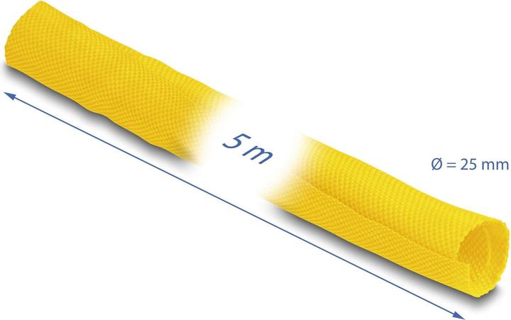 Produktbild Delock Kabelschlauch selbstschliessend 5 m x 25 mm Gelb (Kabelschlauch, 500 cm)