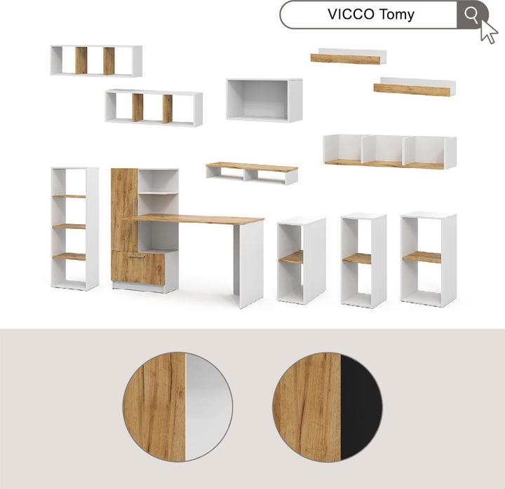 Produktbild Vichy Monitorständer Tomy, Weiss/Goldkraft Eiche, 80 x 12 cm
