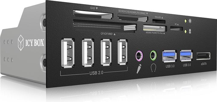 Productafbeelding Icy Box IB-863A-B (eSATA, USB 3.0, USB 2.0, Koptelefoon)