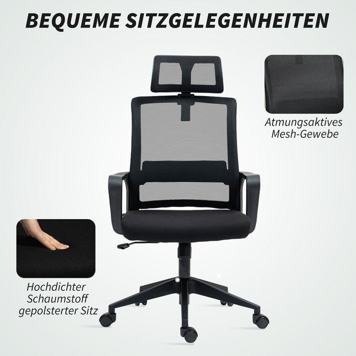Produktbild Swisshandel24 Bürostuhl Ergonomischer Schreibtischstuhl mit Armlehne, Verstellbar Kopfstütze