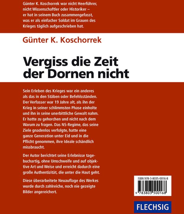 Produktbild Vergiss die Zeit der Dornen nicht (Deutsch, Gnter K. Koschorrek, 2019)