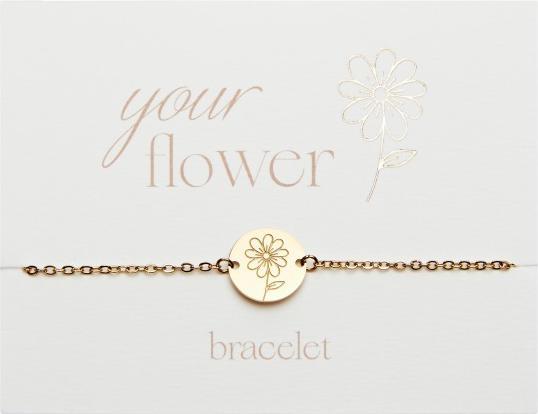 Immagine prodotto HCA Armband - "Your Flower" - Edelstahl vergoldet - Gänseblümchen (20 cm, Acciaio inossidabile)