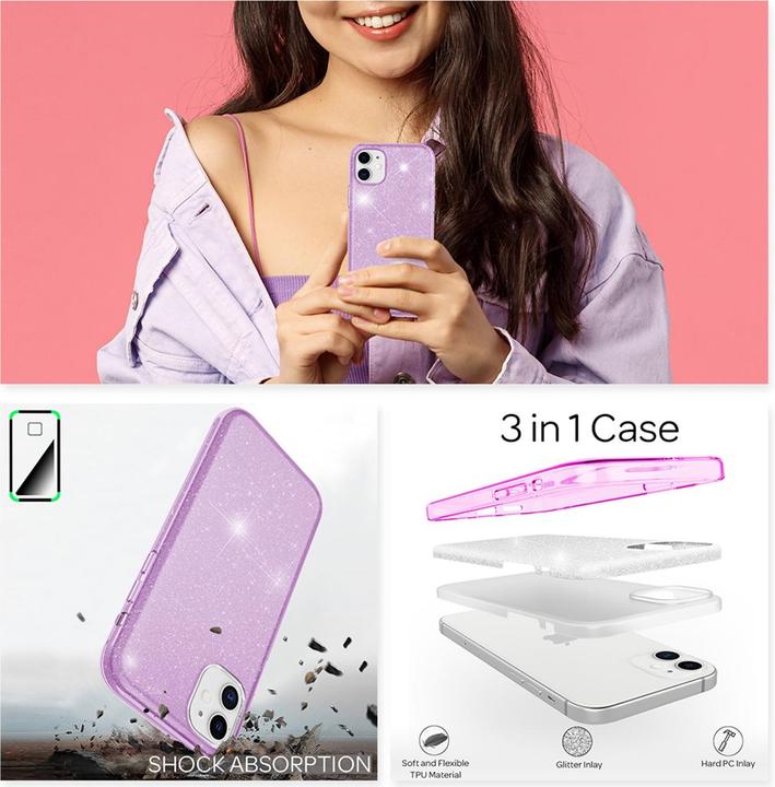Produktbild Nalia Glitzer Handyhülle (Apple iPhone 12 Pro, Apple iPhone 12)