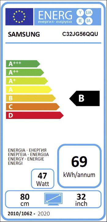 Energie-Label Samsung C32JG56QQU (2560 x 1440 Pixel, 32")