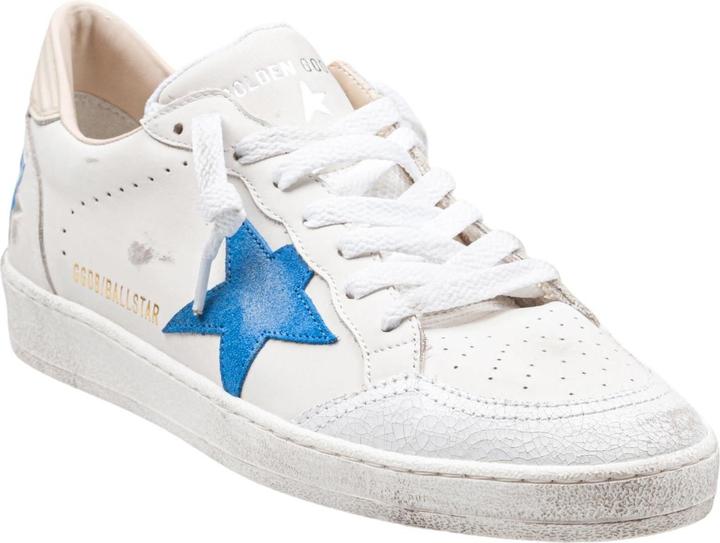Produktbild Golden Goose ballstar sneakers in white leather with bluette star (42)