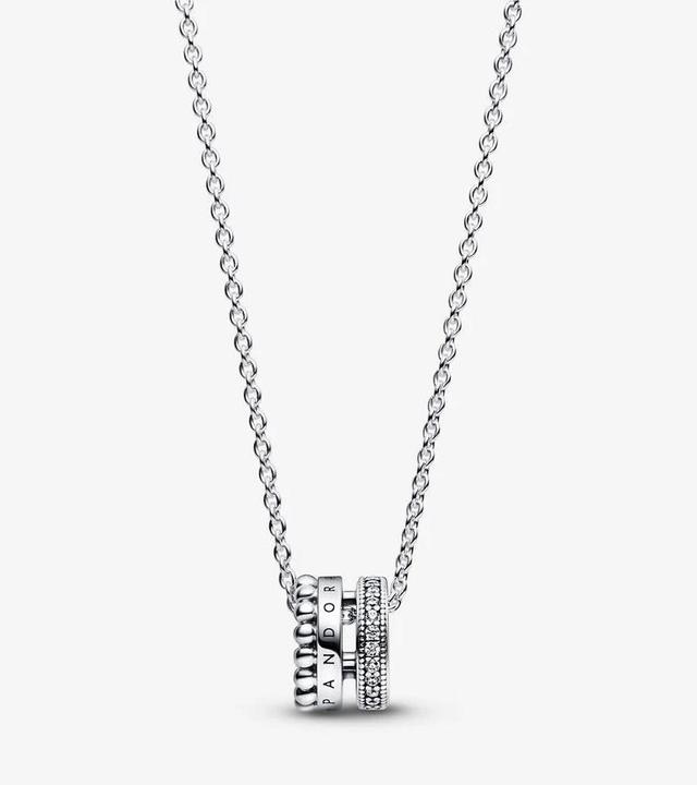 Image du produit Pandora Signature Logo Pavé & Beads Collier (Argent sterling 925, 42 - 45 cm)
