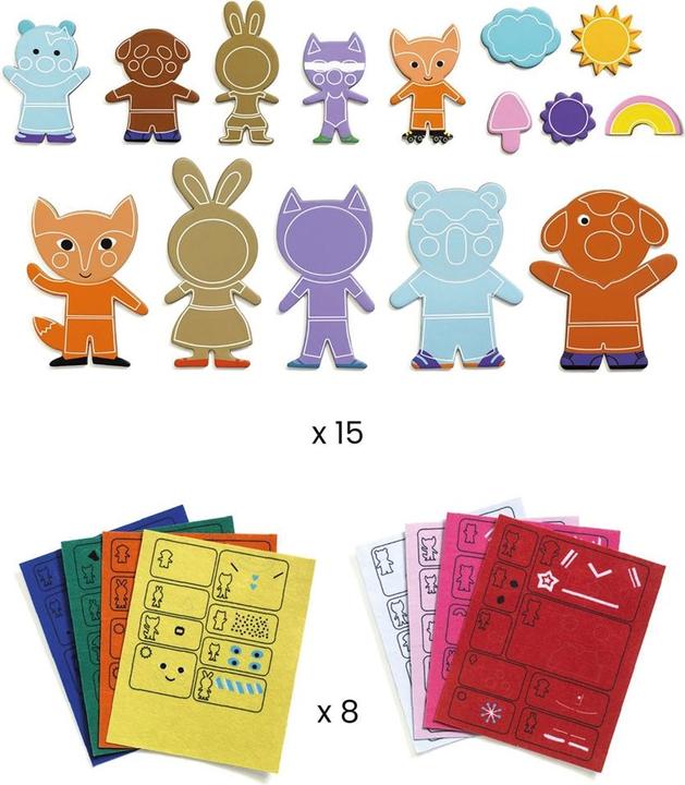 Image du produit Djeco Bricolage - Famille d'aimants Funky (15 x)