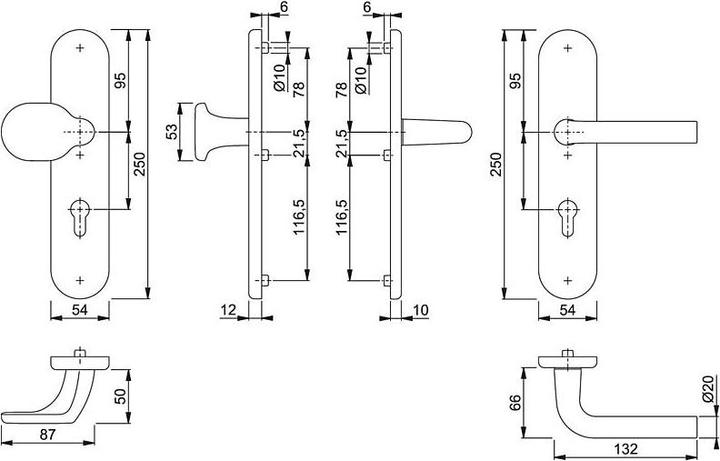 Actual product image Hoppe Bonn 86G/3331/3310/150 Interchangeable set 72mm F1 (Door handle)
