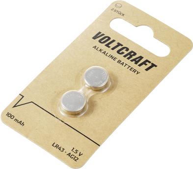 Voltcraft AG12 Knopfzelle LR 43 Alkali-Mangan 100 mAh 1.5 V 2 St. (2 Stk., LR43, 100 mAh)