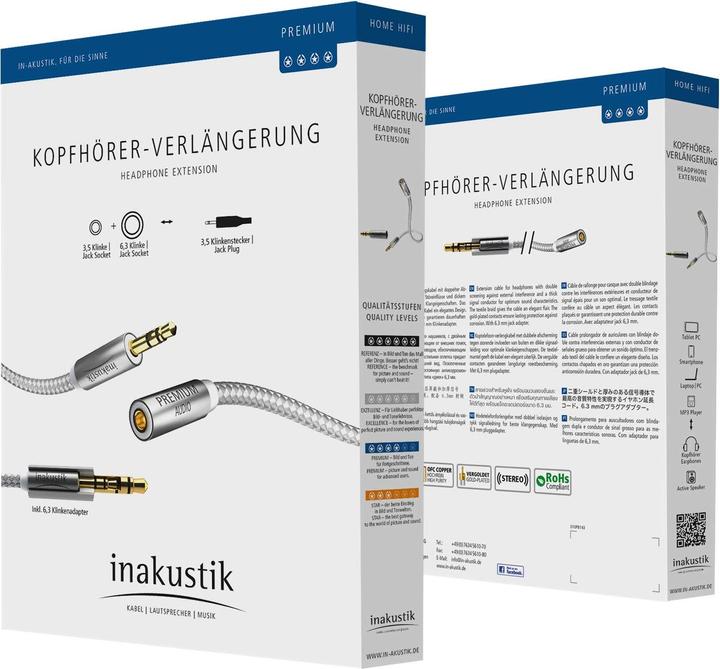 Produktbild Inakustik Premium 3.5mm Stereo-Klinken Verlängerungskabel (7.50 m, 3.5mm Klinke (AUX))
