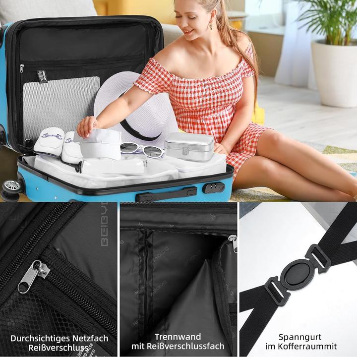 Immagine prodotto Beibye Hartschalen-Trolley (45 l, Bagaglio a mano (fino a 50 litri))