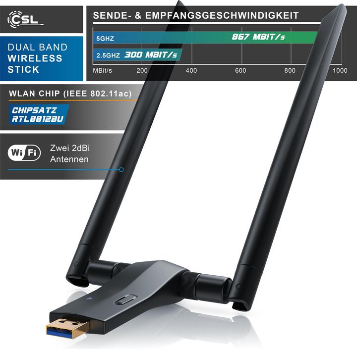 Actual product image CSL AC1200 WLAN Adapter USB 3.0 (USB 3.0)