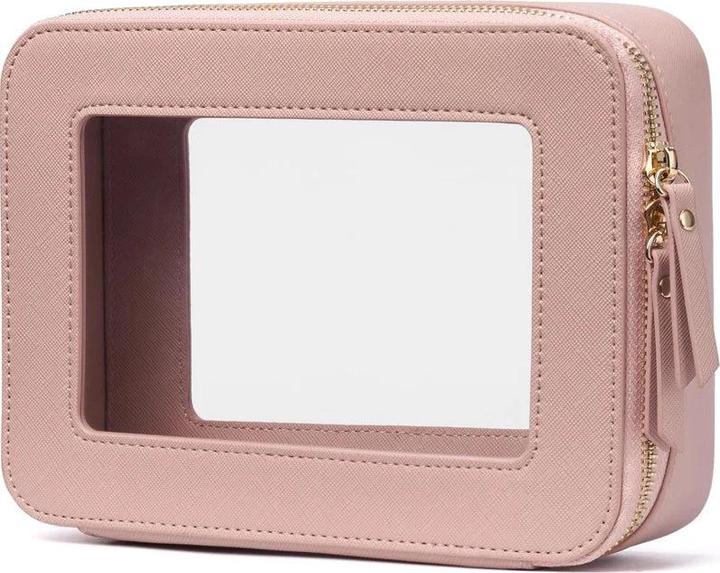 Only-Bags.Store Mini clear make-up bag pu vegan faux leather cute small visible window storage