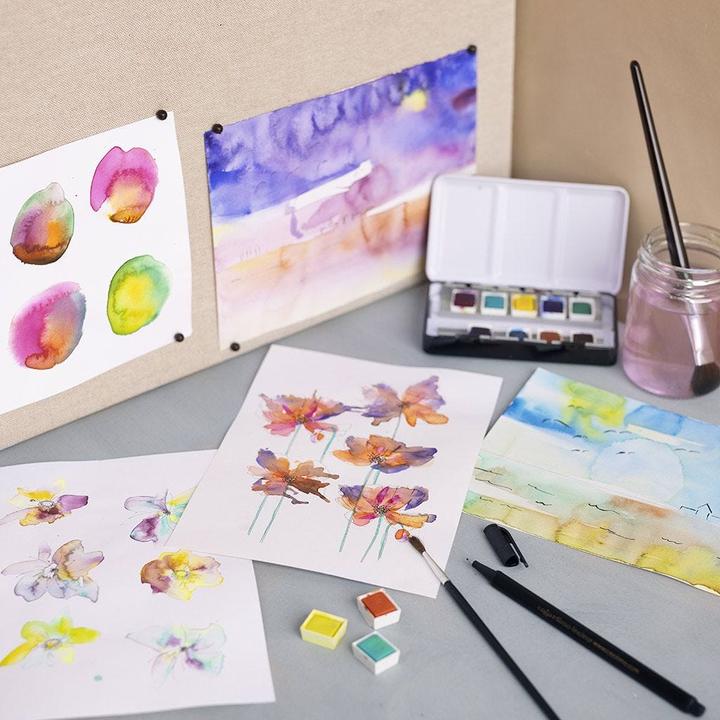 Produktbild Creative - Art watercolour, ½-pan, Flowers and landscapes, size 10x15x20 mm, assorted colours, 12col (Mehrfarbig)
