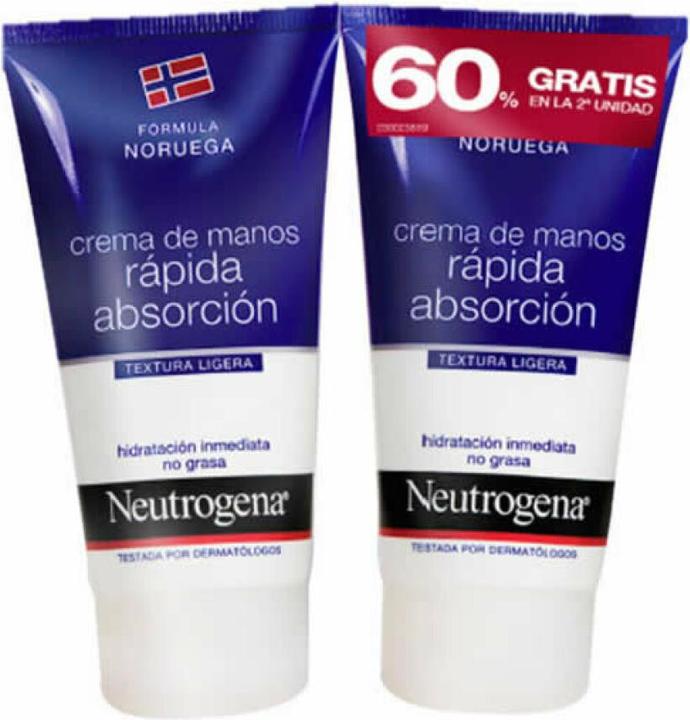 Actual product image Neutrogena Immediately Absorbent Hand Cream 2 x 75ml (75 ml)