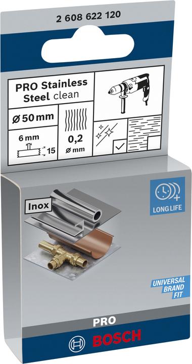 Actual product image Bosch Professional Zubehör PRO Stainless Steel clean disc brush, straight shaft, 50 x 0.2 mm