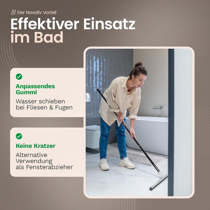 Actual product image Novaliv 5X Wasserabzieher Boden Dusche 45 cm Auto mit 137 cm Stiel Duschabzieher Abzieher Dusche Bod