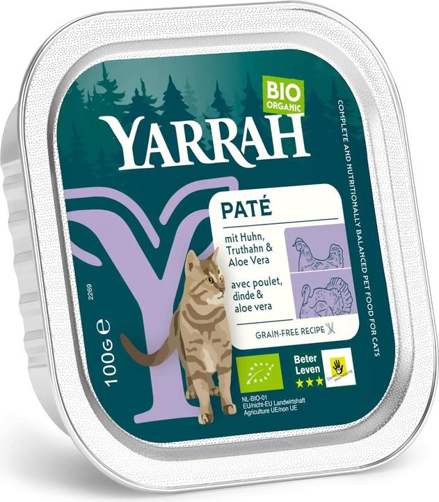 Image du produit Yarrah Bio-Nassfutter Paté mit Huhn und Truthahn, 16 x 100 g (Adulte, 16 pcs, 1600 g)