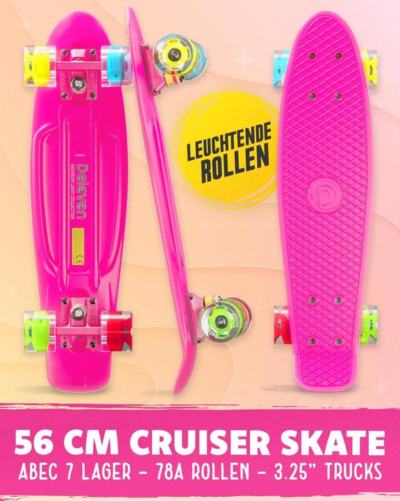 Produktbild Deleven Skateboard mit LED-Rollen für Anfänger (22.05")