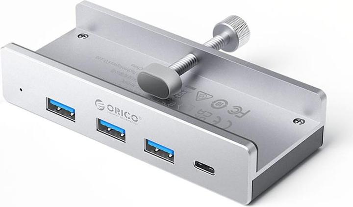 Actual product image Orico Converter MH4PC Hub Clamp-Mounted USB-C / 3x USB-A 3.0 + 1x USB-C 3.0 - Silver (USB-C)