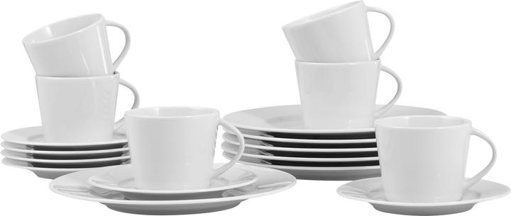 Actual product image Esmeyer Kaffeeservice ISTA, 18-teilig, je 6 Kaffeetassen, Untertassen, Dessertteller, Porzellan, weiss (18 Piece)