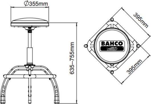 Produktbild Bahco Gepolsterter Werkstatt Drehhocker Stuhl, pneumatisch (35.50 cm, 43 cm)