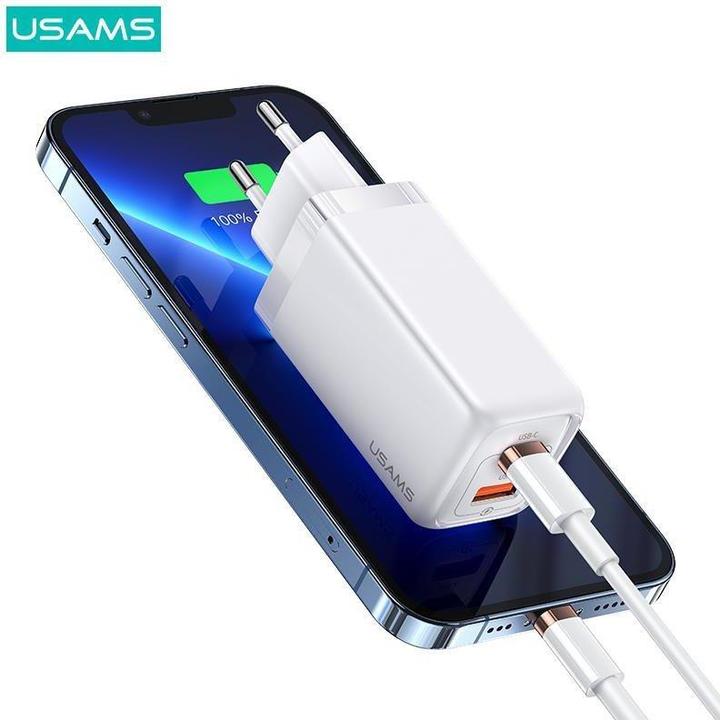 Actual product image Usams Ład. siec. 1xUSB-C+1xUSB T47 65W PD Fast Charging Super Si czarny/black CC153TC01 (US-CC153) (65 W)