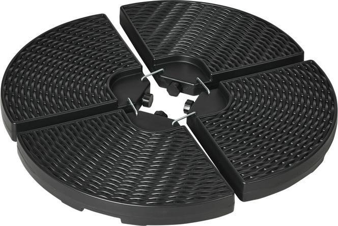 Produktbild Swisshandel24 4-tlg. Sonnenschirmgewicht für Ampelschirm, mit 52 kg Wasser oder 68 kg Sand befüllbar, HDPE, Schwar