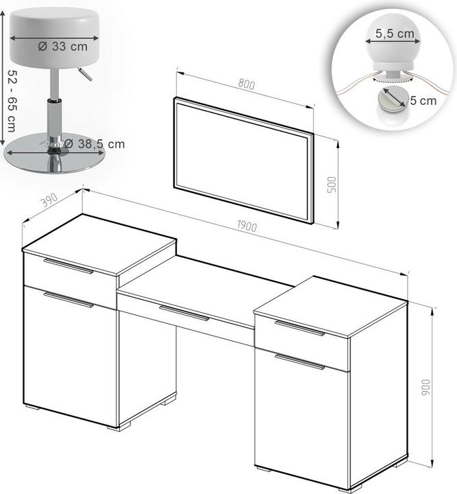 Produktbild Vicco Lilli mit Hocker (190 x 39 x 190 cm)