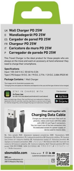 Actual product image SBS Charger USB-C PD 25W black (25 W)