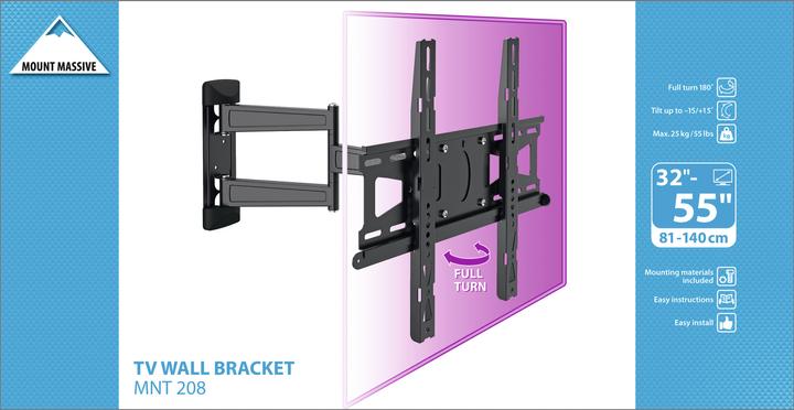 Immagine prodotto Vogels MNT 208 RUOTARE DI 180 (Muro, 55", 25 kg)