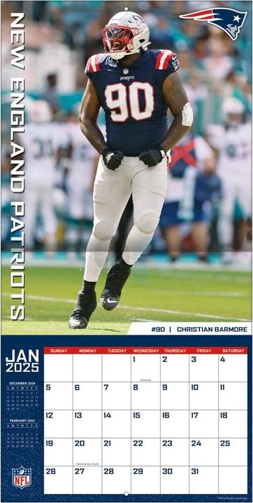 Actual product image NFL - New England Patriots - 30.5 x 30.5 cm team wall calendar 2025 (30.5 x 30.5 cm, French, Italian, Spanish, German, English)