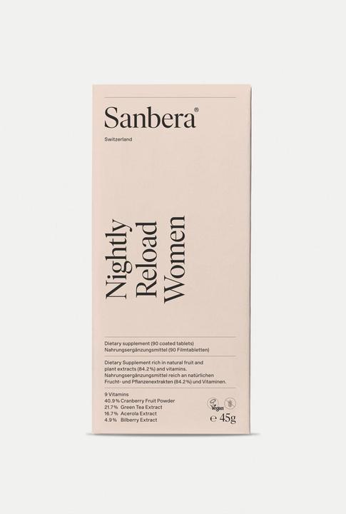Nährwerte und Zutaten Sanbera Nightly Reload Women (90 Stück, Tabletten)