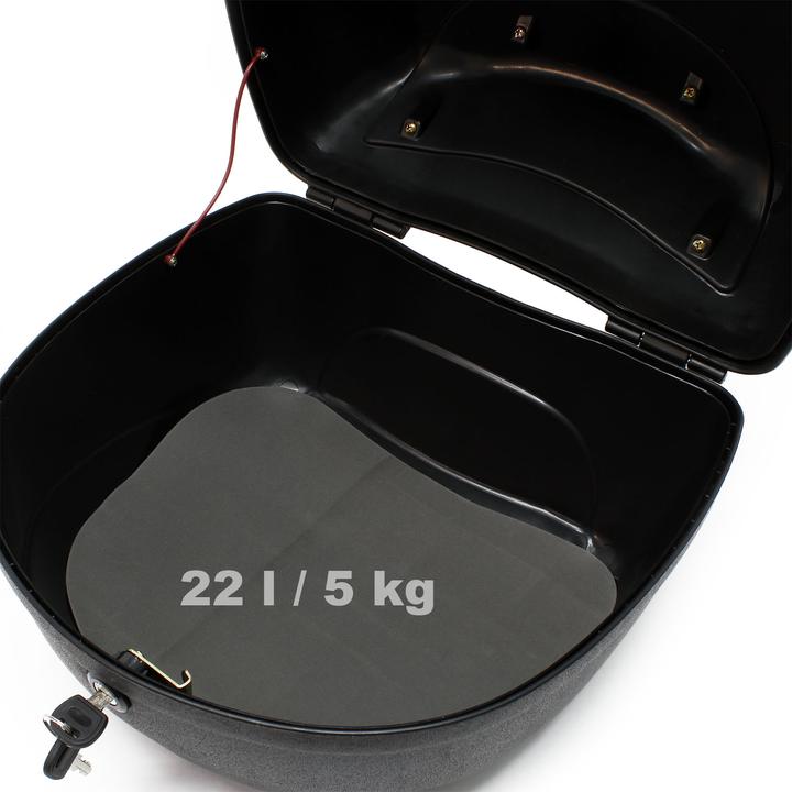 Image du produit Wiltec Top Case Moto 22L Noir mat Coffret Valise Boîte Transport Porte-bagage Espace rangement Deux-roues B (22 l)