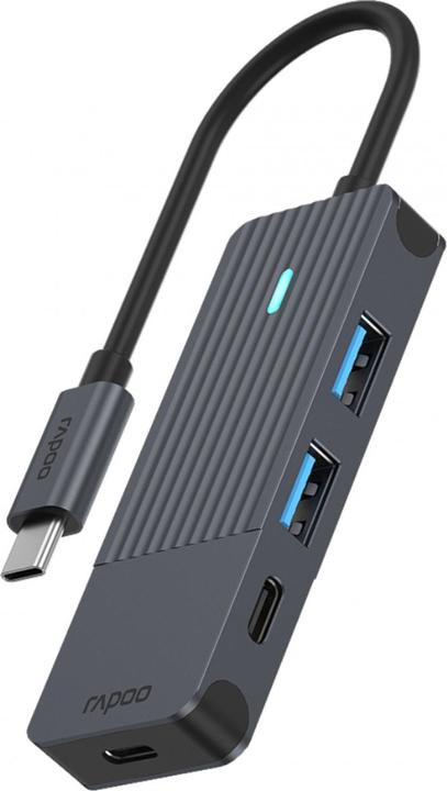 Image du produit Rapoo Hub USB-C, USB-C vers USB-A et USB-C, gris (USB-C, 4 Ports)